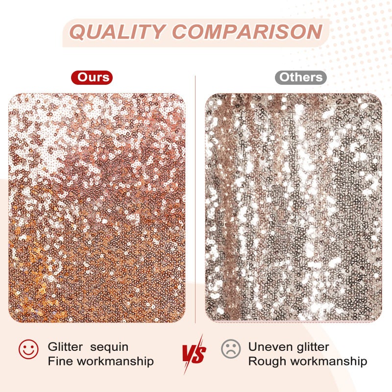 PartyDelight 60x126 Rectangle Rose Gold Sequin Tablecloth High-Density 3mm Stitched Sequins Shimmering Table Cover for 8ft Banquet Table Cloth Decor for Weddings Gala Receptions Holiday Dinners - Image 3